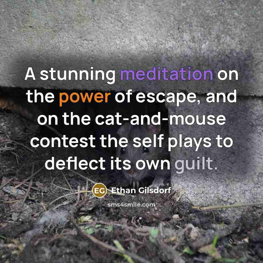 “A stunning meditation on the power of escape, and on the cat-and-mouse contest the self plays to deflect its own guilt.” quote by Ethan Gilsdorf