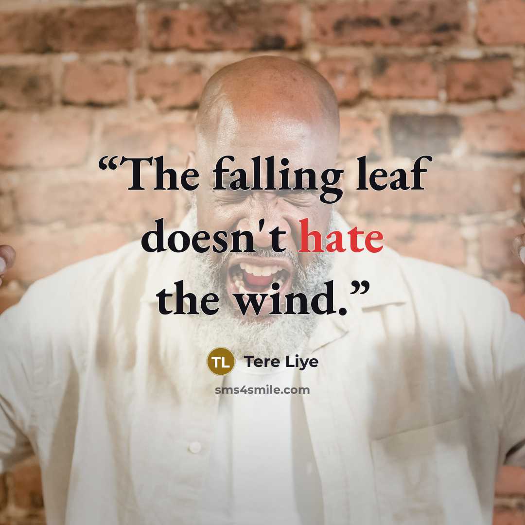“The falling leaf doesn't hate the wind.” quote by Tere Liye