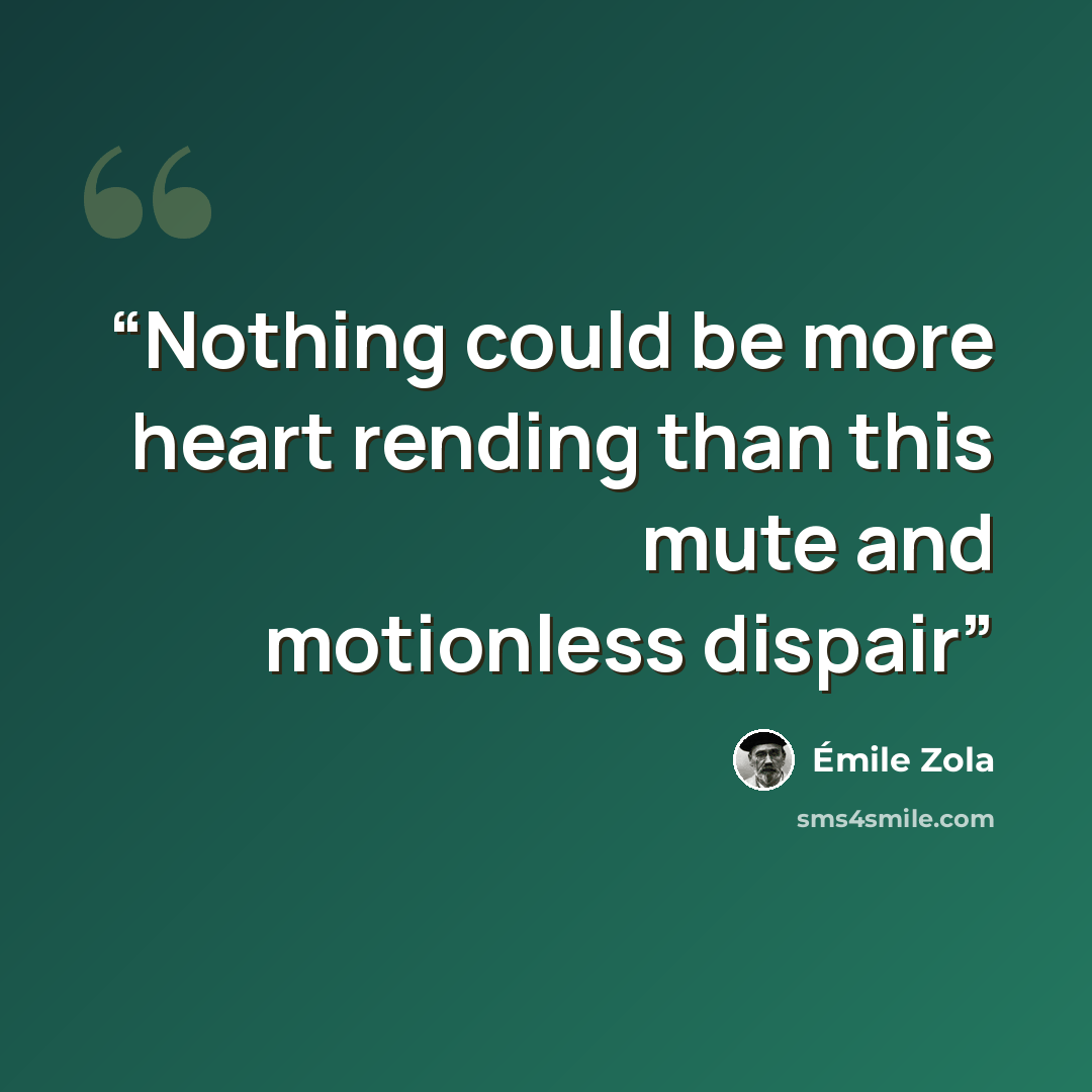 “Nothing could be more heart rending than this mute and motionless dispair” quote by Émile Zola