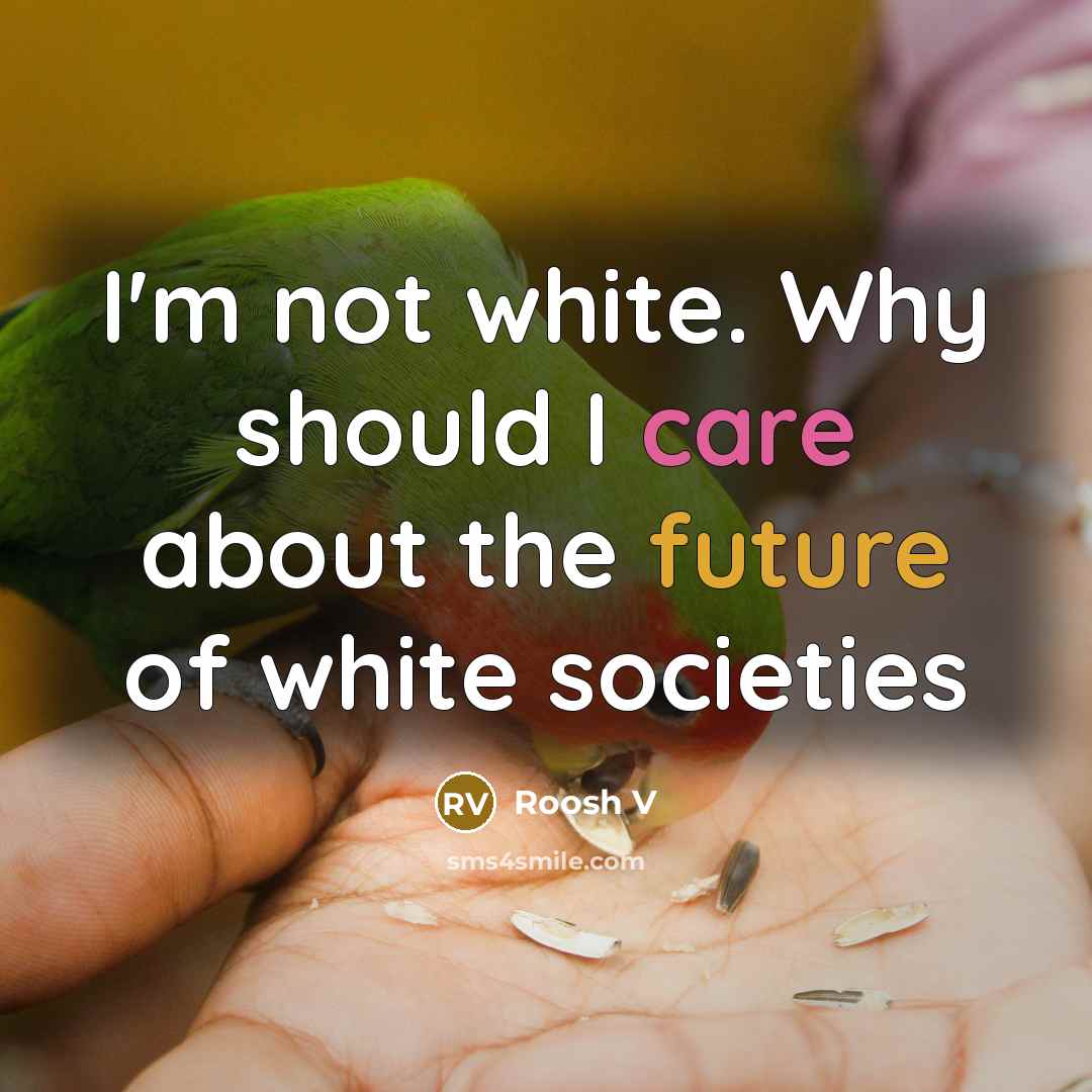 “I'm not white. Why should I care about the future of white societies” quote by Roosh V