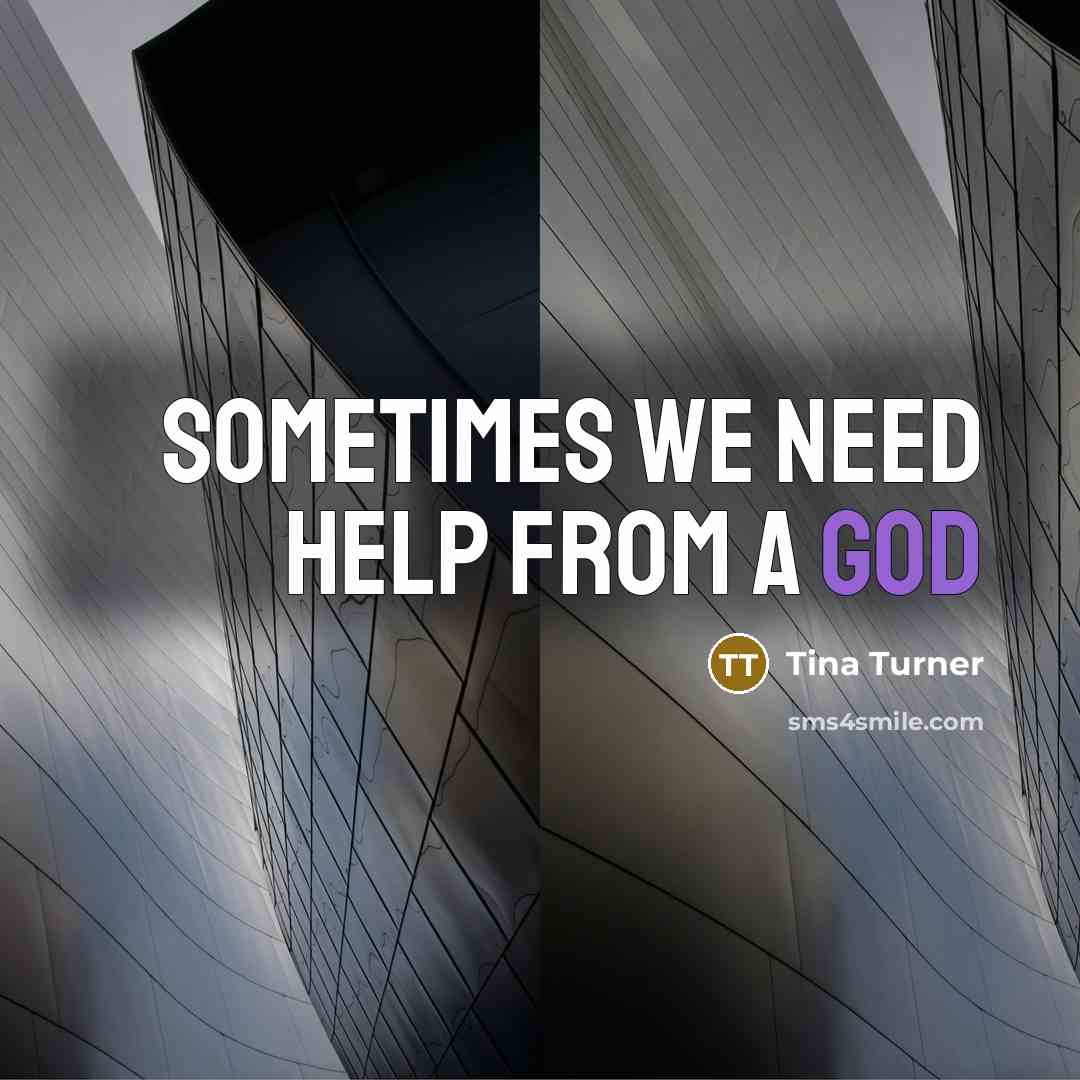 “Sometimes we need help from a god” quote by Tina Turner
