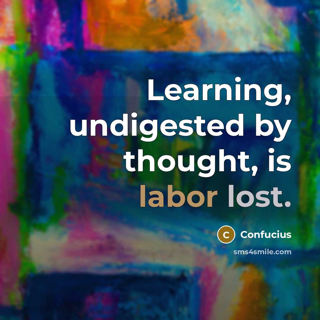 “Learning, undigested by thought, is labor lost.” quote by Confucius