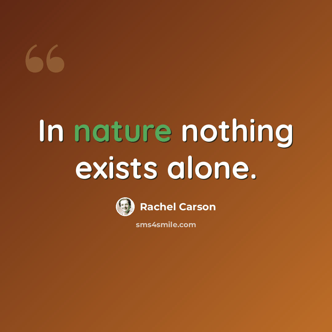 “In nature nothing exists alone.” quote by Rachel Carson