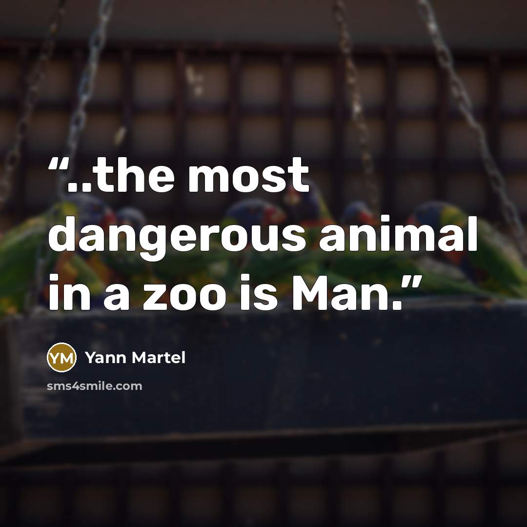 “..the most dangerous animal in a zoo is Man.” quote by Yann Martel