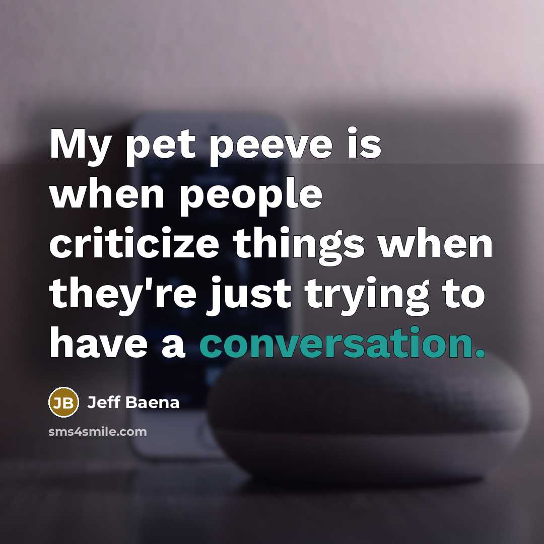 “My pet peeve is when people criticize things when they're just trying to have a conversation.” quote by Jeff Baena