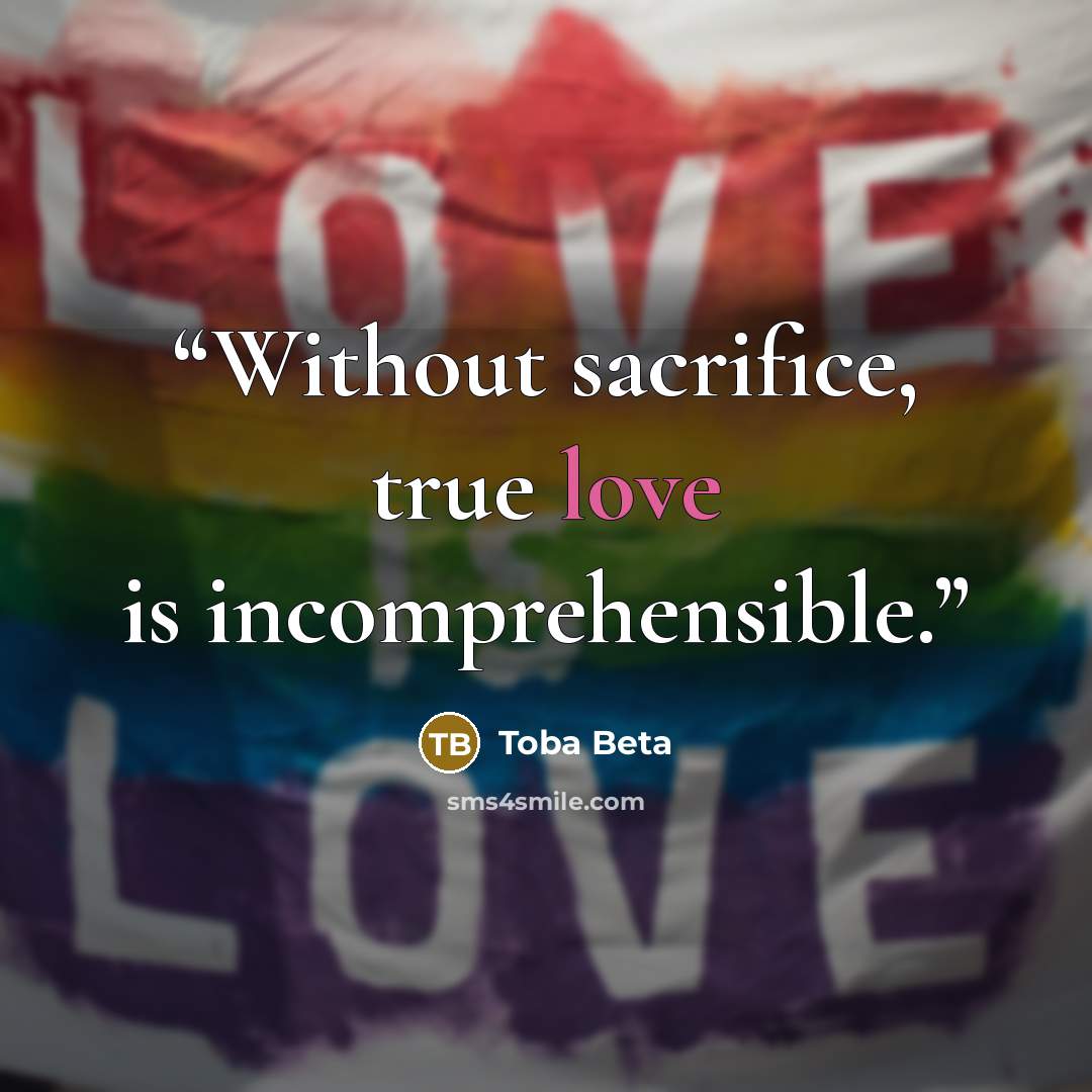 “Without sacrifice, true love is incomprehensible.” quote by Toba Beta