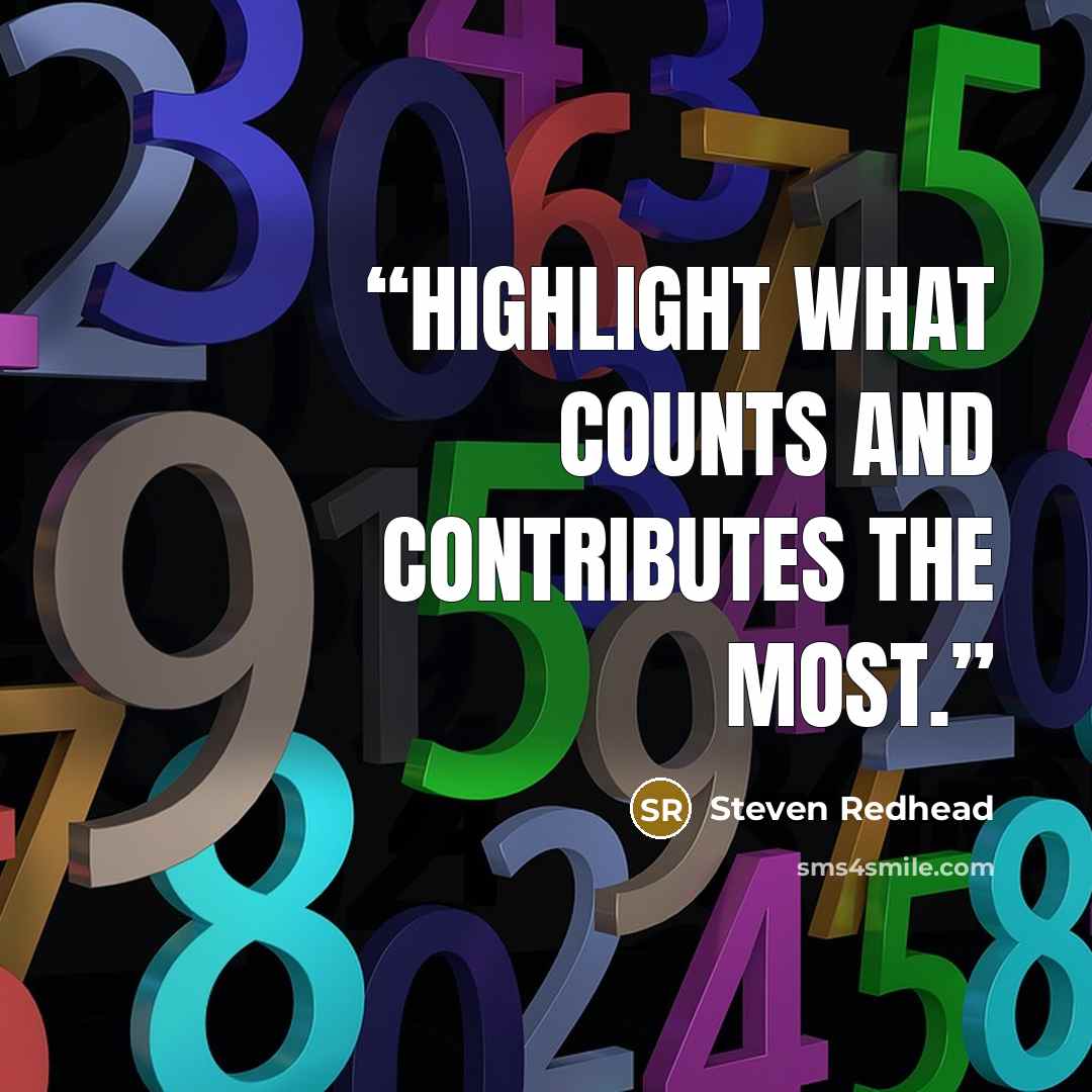 “Highlight what counts and contributes the most.” quote by Steven Redhead