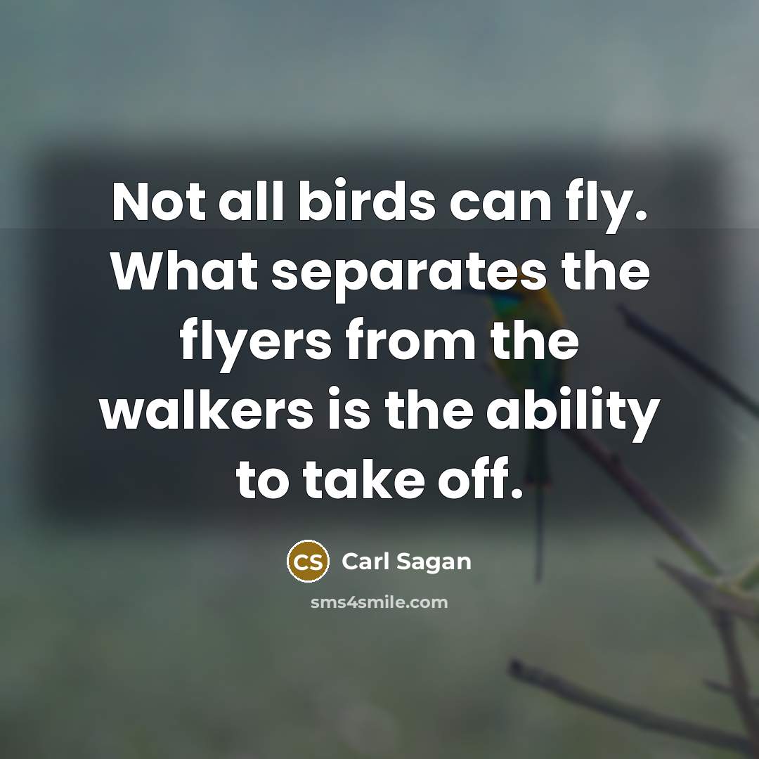 “Not all birds can fly. What separates the flyers from the walkers is the ability to take off.” quote by Carl Sagan