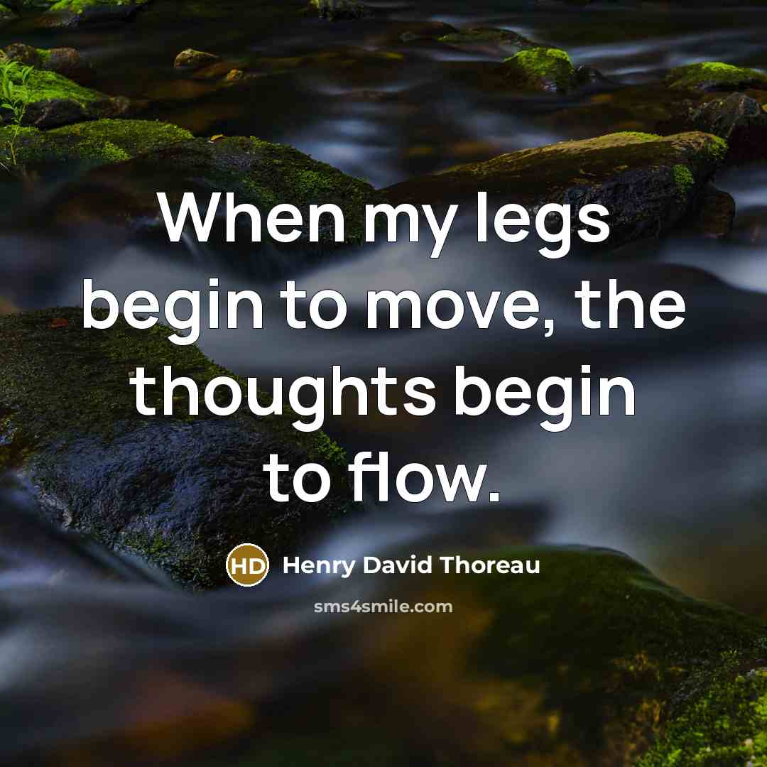 “When my legs begin to move, the thoughts begin to flow.” quote by Henry David Thoreau