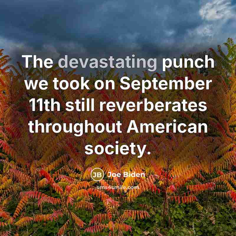 “The devastating punch we took on September 11th still reverberates throughout American society.” quote by Joe Biden