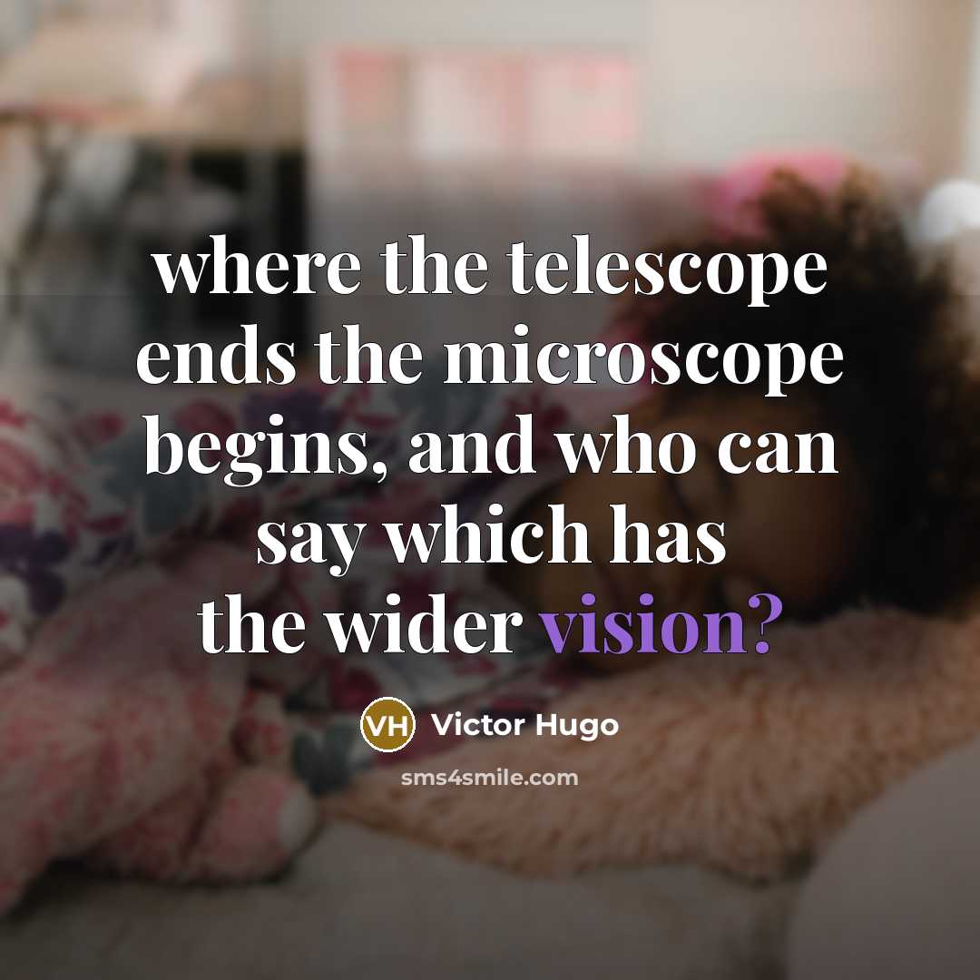 “where the telescope ends the microscope begins, and who can say which has the wider vision?” quote by Victor Hugo