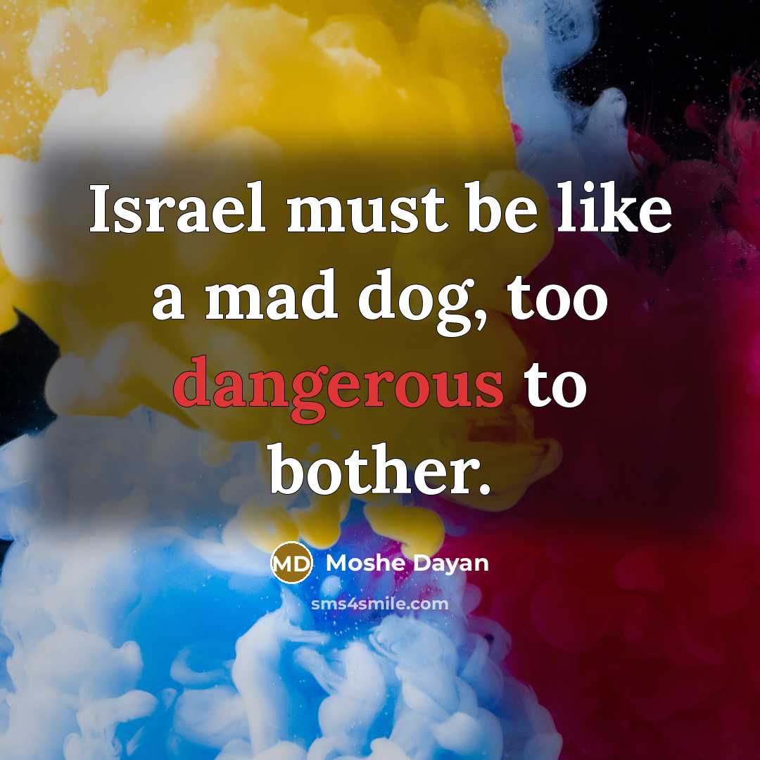 “Israel must be like a mad dog, too dangerous to bother.” quote by Moshe Dayan