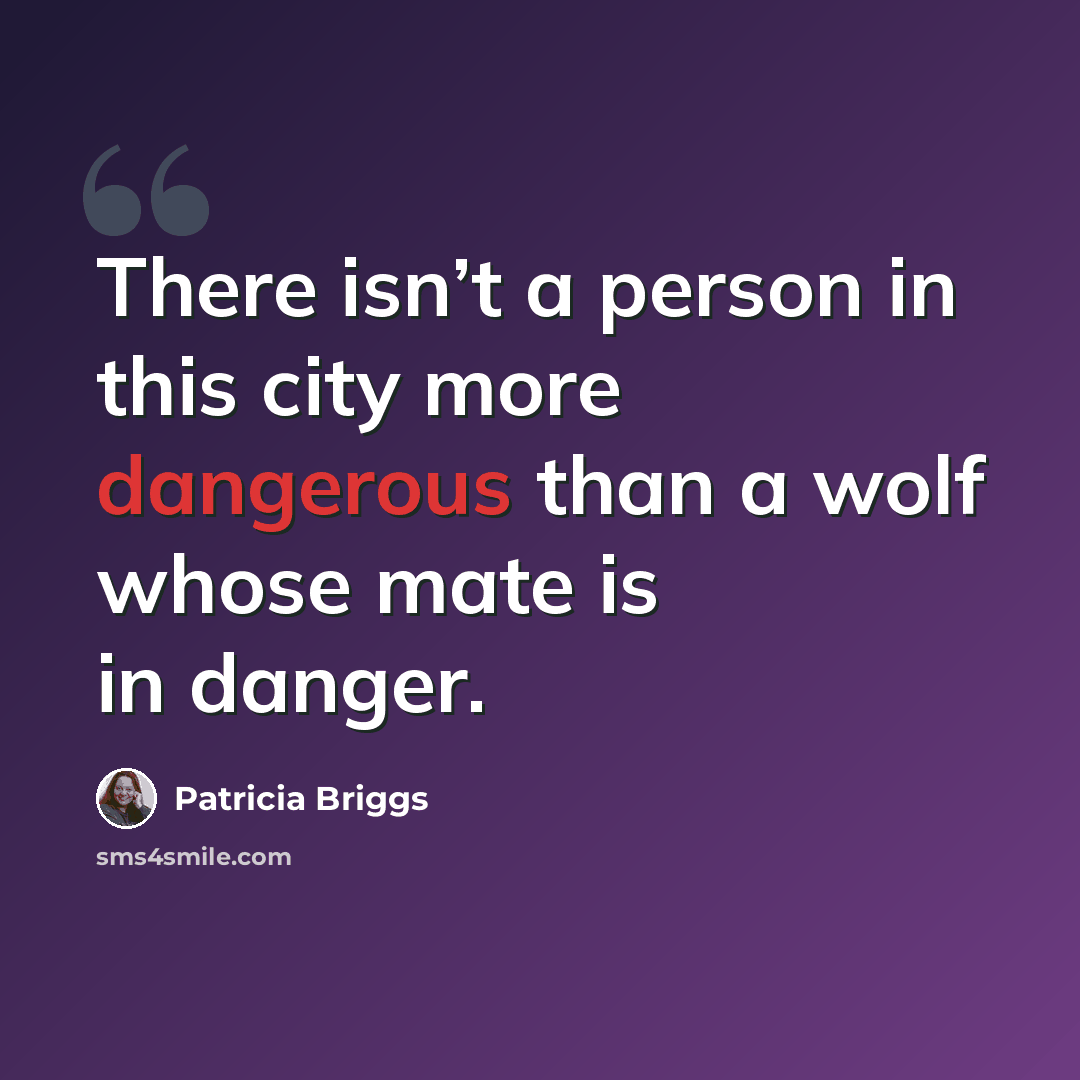 “There isn’t a person in this city more dangerous than a wolf whose mate is in danger.” quote by Patricia Briggs