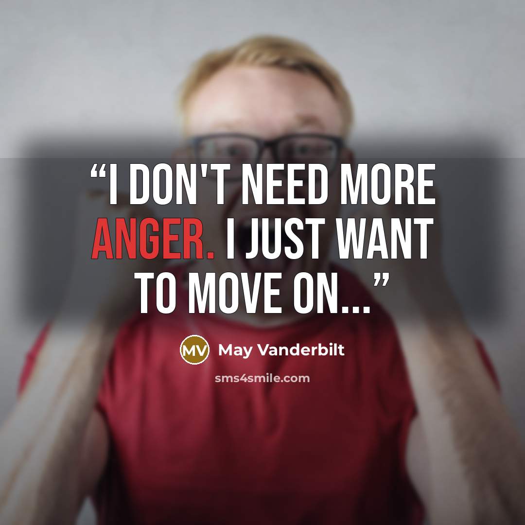 “I don't need more anger. I just want to move on...” quote by May Vanderbilt
