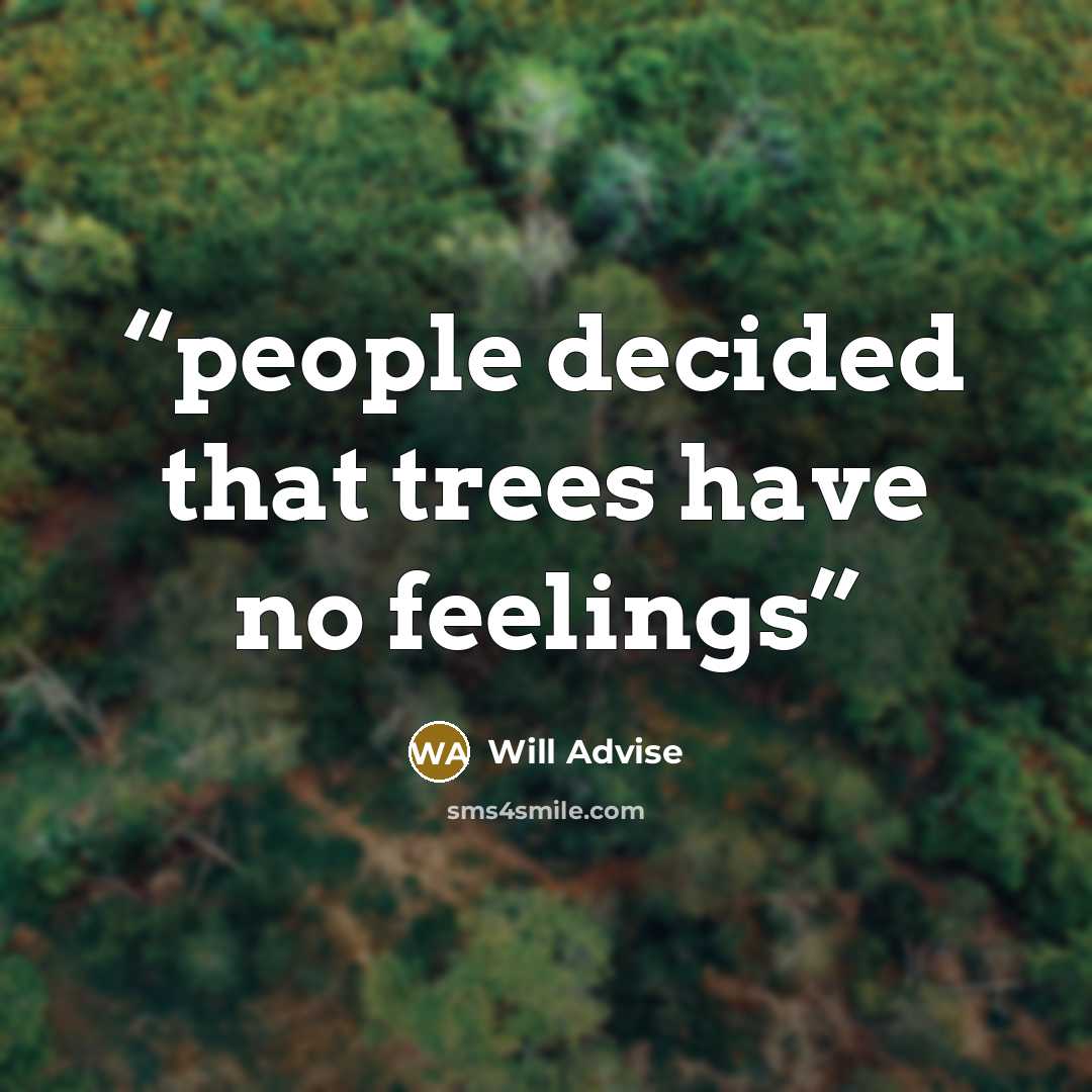 “people decided that trees have no feelings” quote by Will Advise