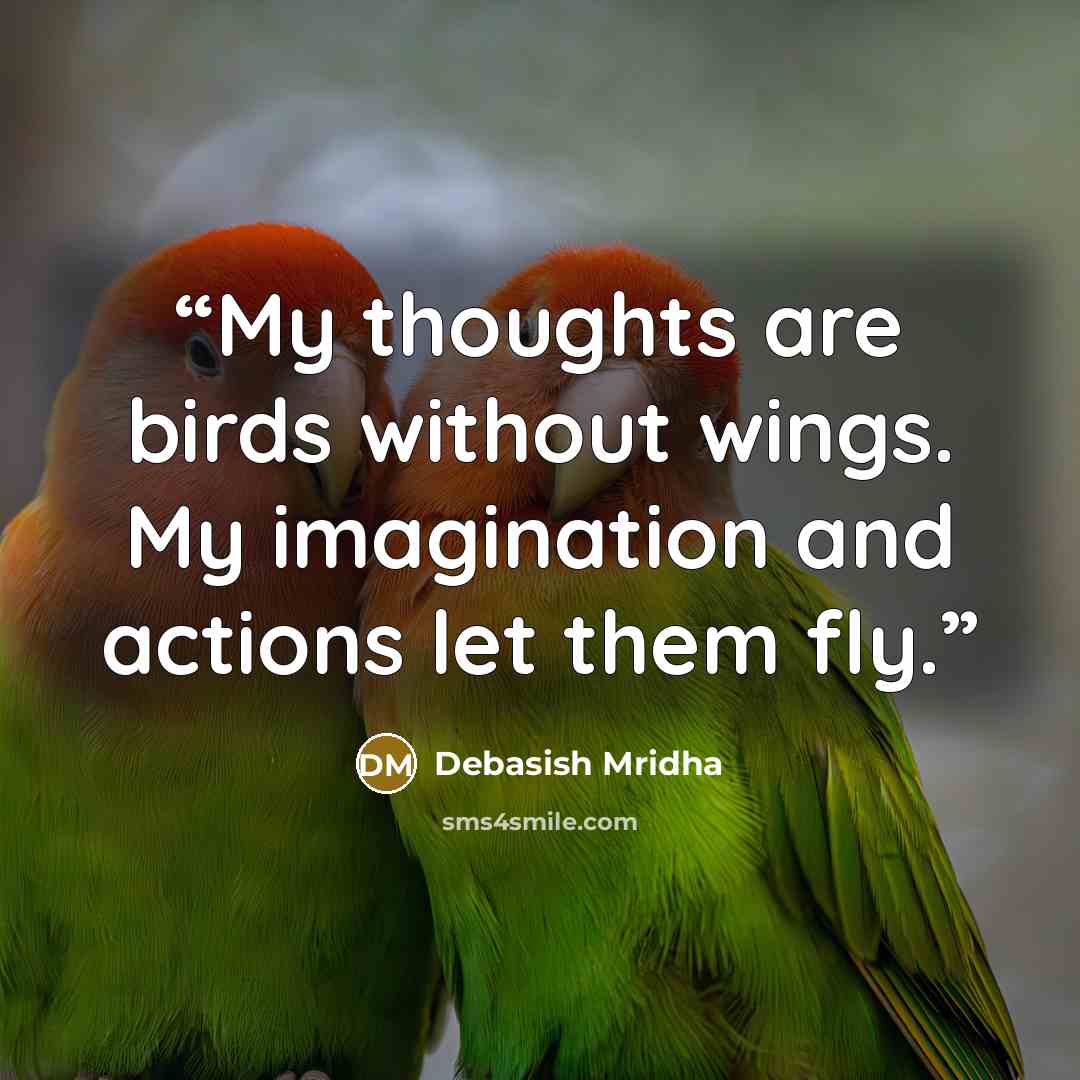 “My thoughts are birds without wings. My imagination and actions let them fly.” quote by Debasish Mridha