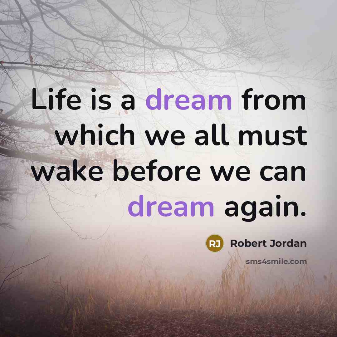 “Life is a dream from which we all must wake before we can dream again.” quote by Robert Jordan