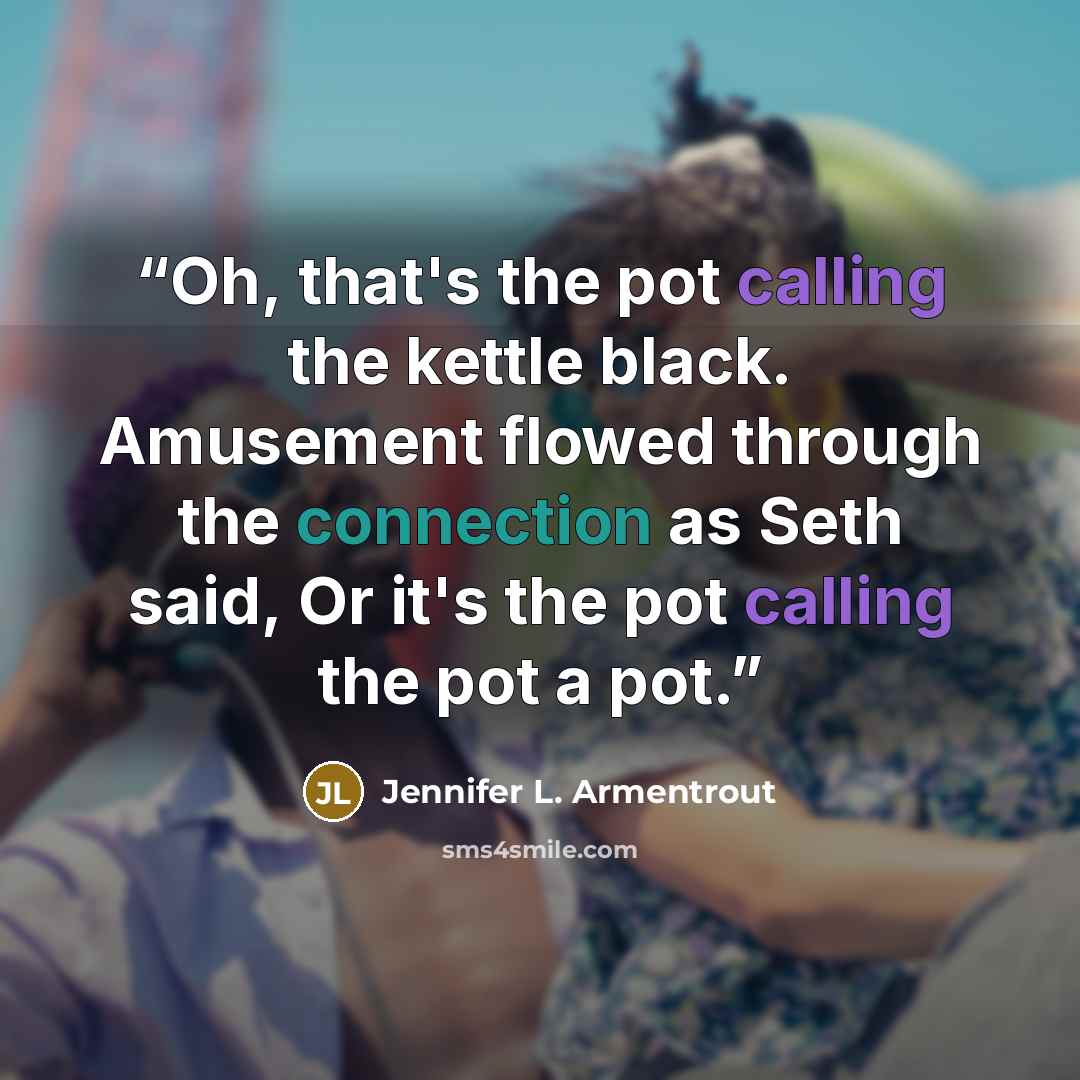 “Oh, that's the pot calling the kettle black. Amusement flowed through the connection as Seth said, Or it's the pot calling the pot a pot.” quote by Jennifer L. Armentrout