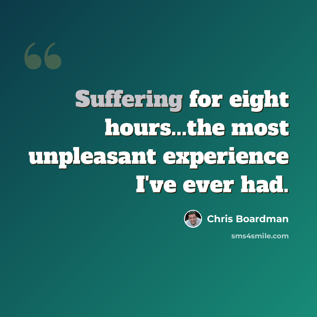 “Suffering for eight hours...the most unpleasant experience I've ever had.” quote by Chris Boardman