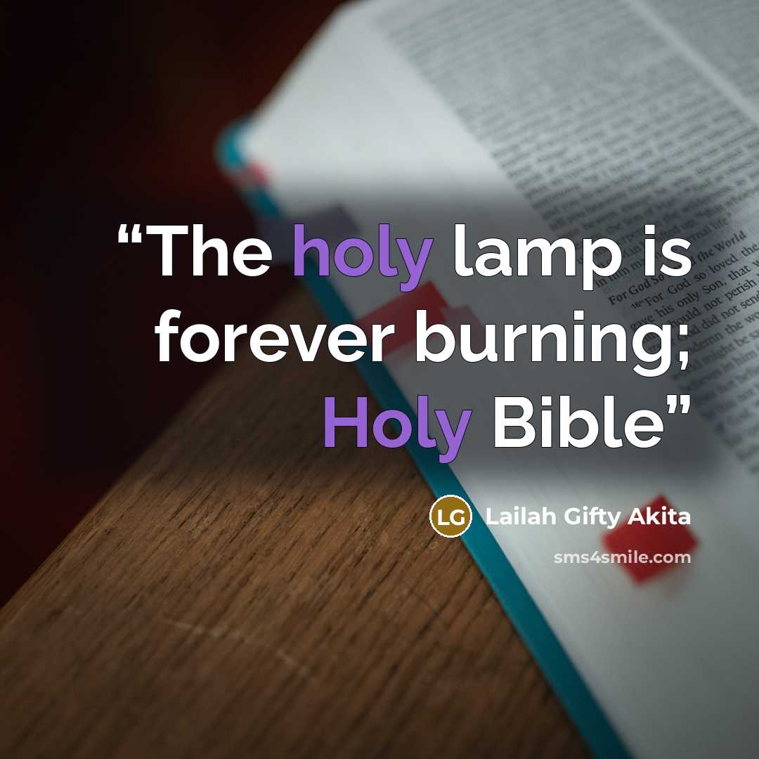 “The holy lamp is forever burning; Holy Bible” quote by Lailah Gifty Akita