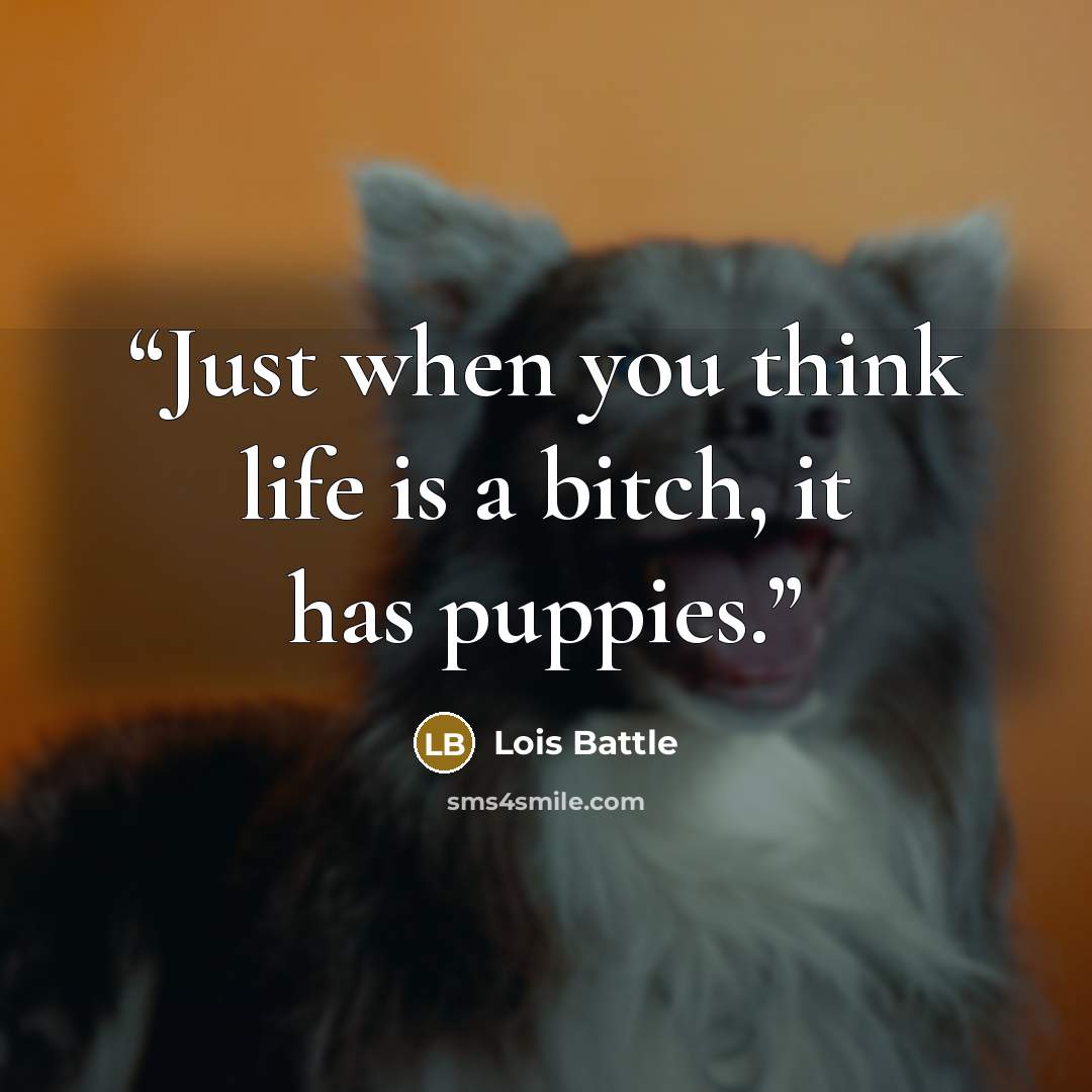 “Just when you think life is a bitch, it has puppies.” quote by Lois Battle