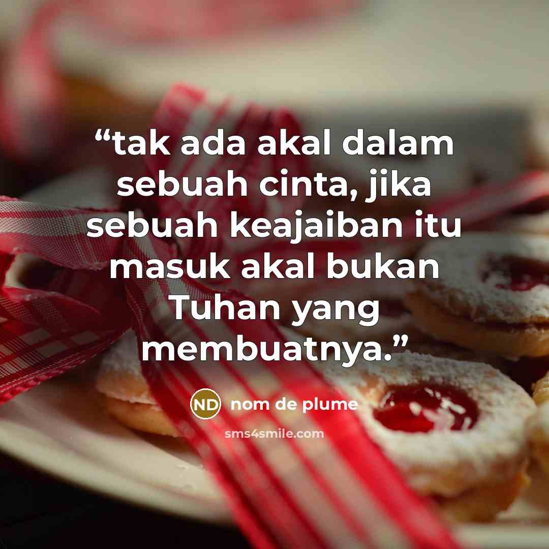 “tak ada akal dalam sebuah cinta, jika sebuah keajaiban itu masuk akal bukan Tuhan yang membuatnya.” quote by nom de plume