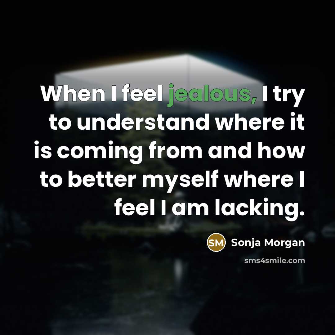 “When I feel jealous, I try to understand where it is coming from and how to better myself where I feel I am lacking.” quote by Sonja Morgan