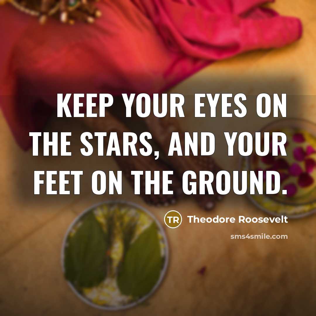 “Keep your eyes on the stars, and your feet on the ground.” quote by Theodore Roosevelt