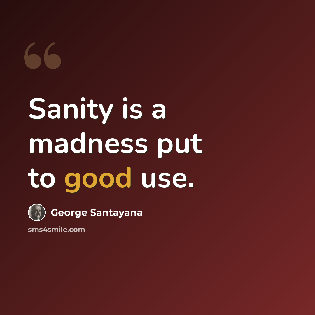 “Sanity is a madness put to good use.” quote by George Santayana