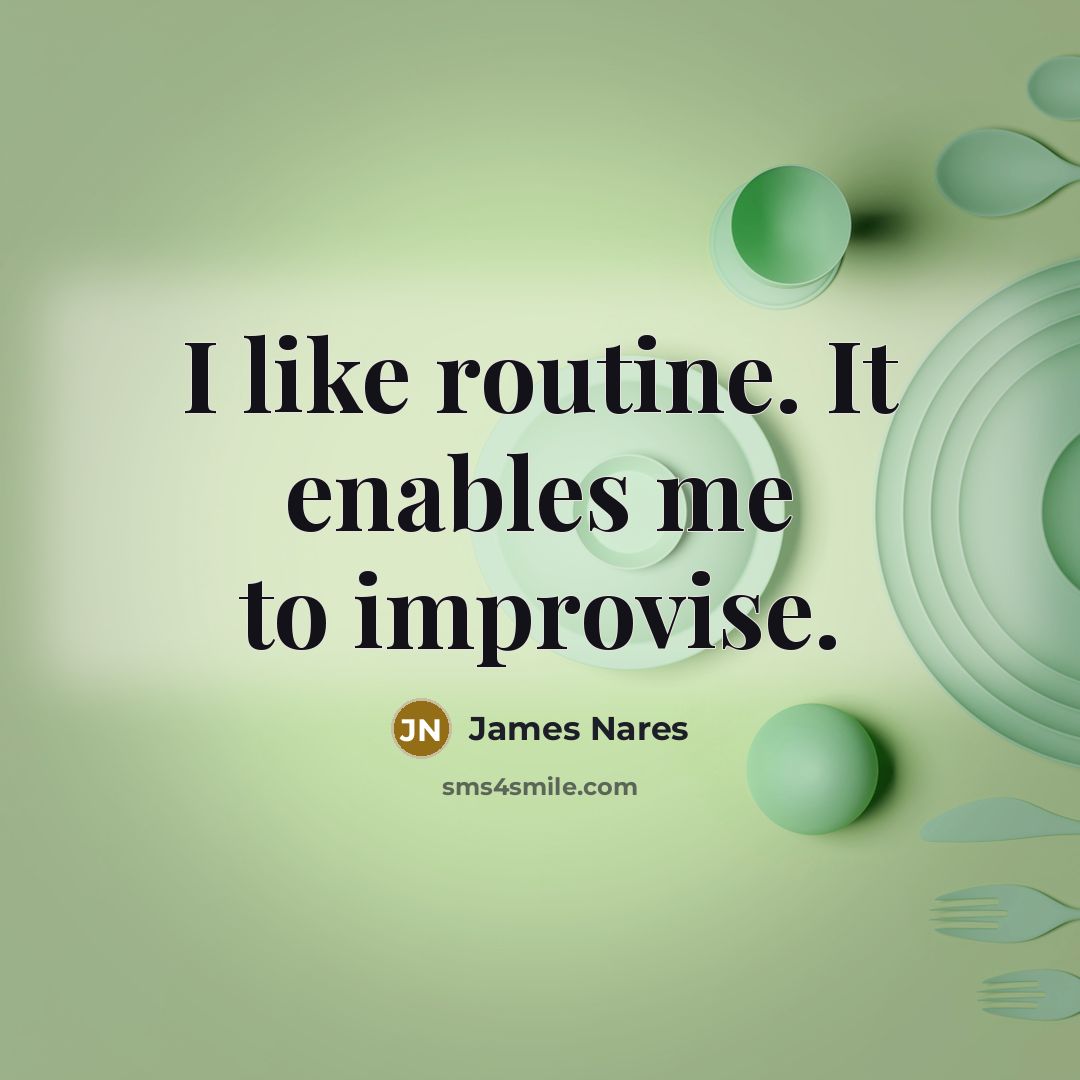 “I like routine. It enables me to improvise.” quote by James Nares