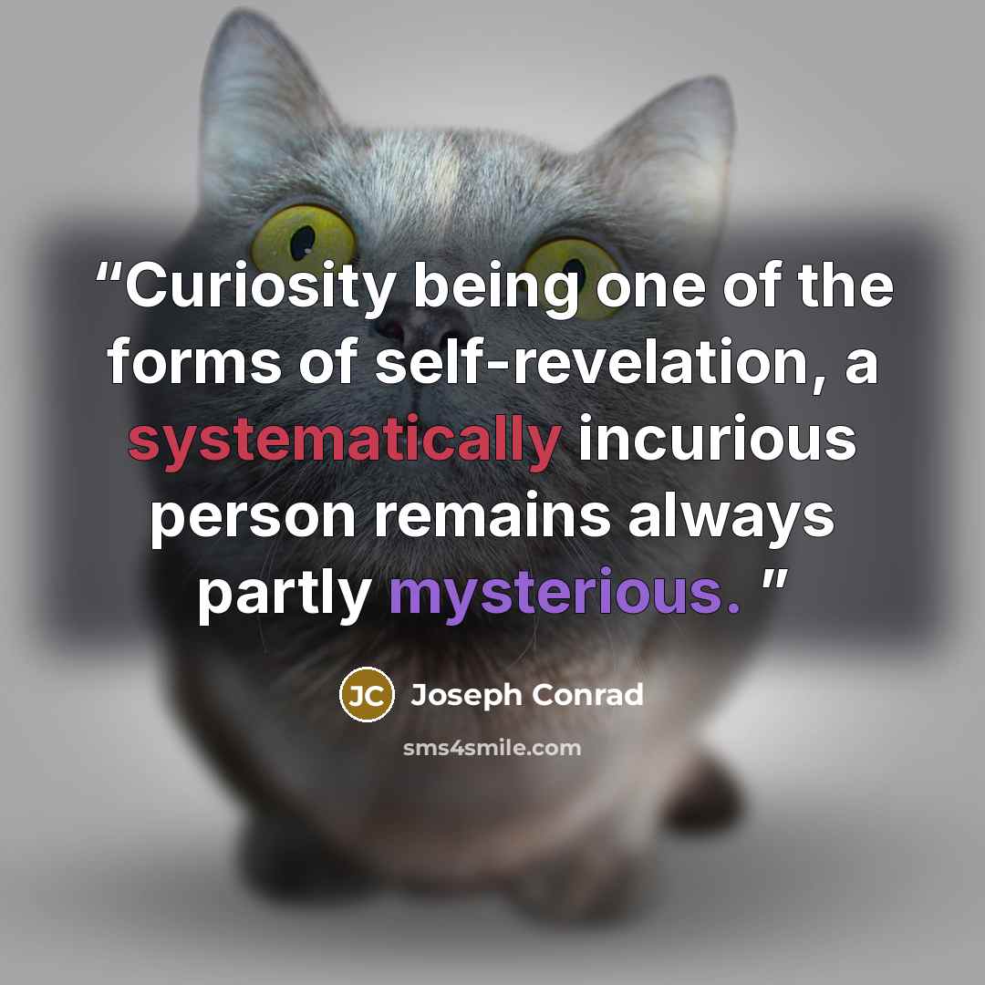 “Curiosity being one of the forms of self-revelation, a systematically incurious person remains always partly mysterious.” quote by Joseph Conrad