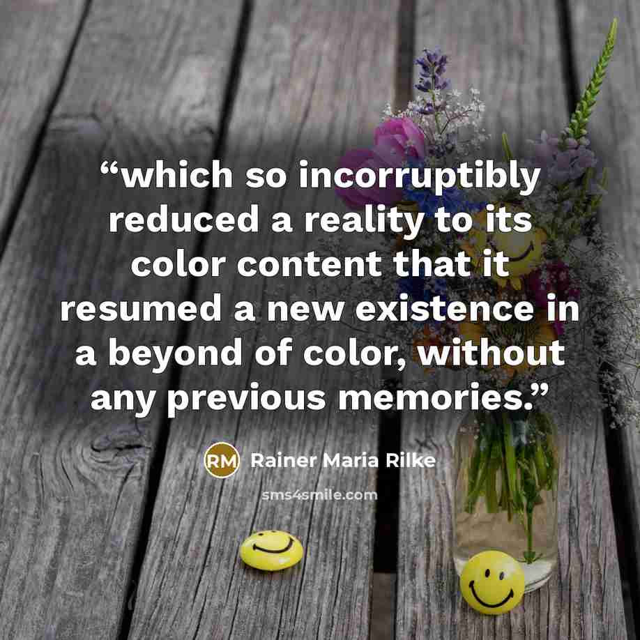 “which so incorruptibly reduced a reality to its color content that it resumed a new existence in a beyond of color, without any previous memories.” quote by Rainer Maria Rilke