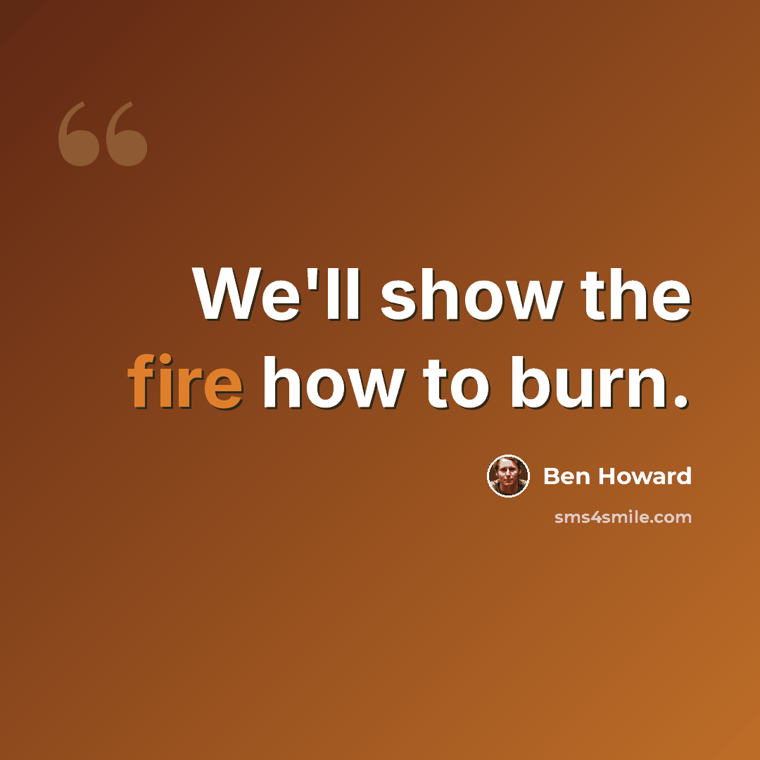 “We'll show the fire how to burn.” quote by Ben Howard