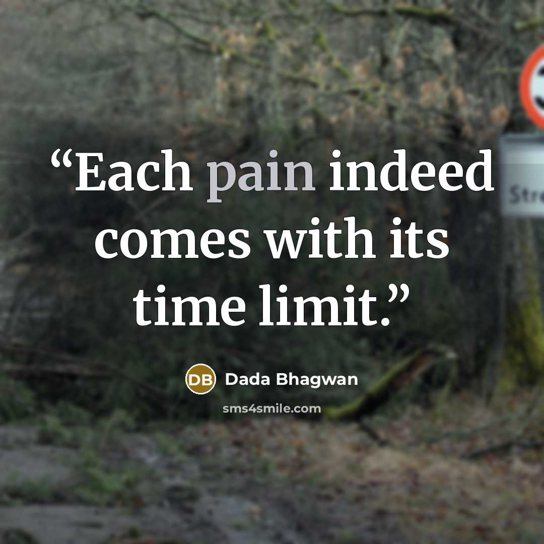 “Each pain indeed comes with its time limit.” quote by Dada Bhagwan