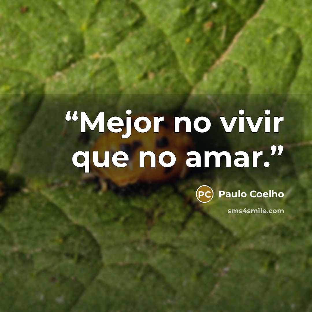 “Mejor no vivir que no amar.” quote by Paulo Coelho
