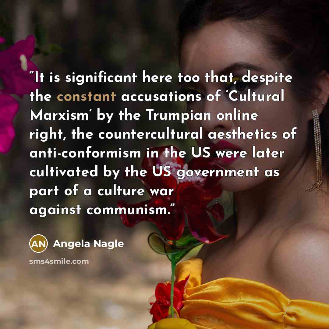 “It is significant here too that, despite the constant accusations of ‘Cultural Marxism’ by the Trumpian online right, the countercultural aesthetics of anti-conformism in the US were later cultivated by the US government as part of a culture war against communism.” quote by Angela Nagle