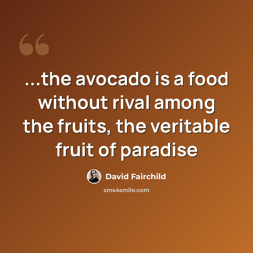 “...the avocado is a food without rival among the fruits, the veritable fruit of paradise” quote by David Fairchild