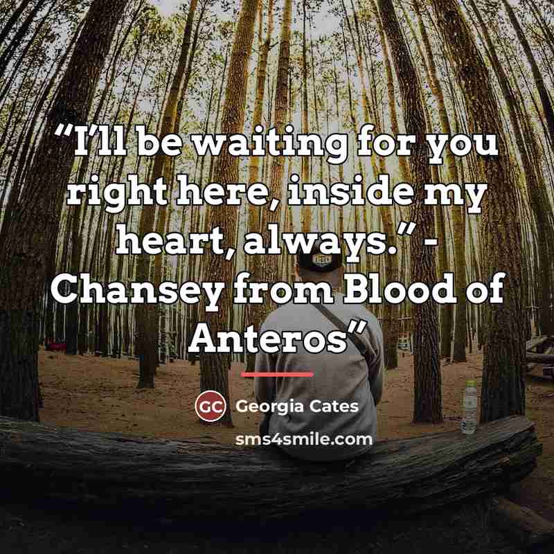 “I’ll be waiting for you right here, inside my heart, always.” - Chansey from Blood of Anteros” quote by Georgia Cates
