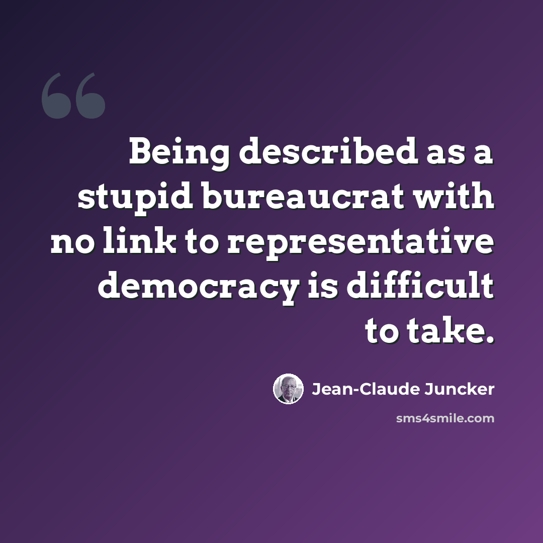 “Being described as a stupid bureaucrat with no link to representative democracy is difficult to take.” quote by Jean-Claude Juncker