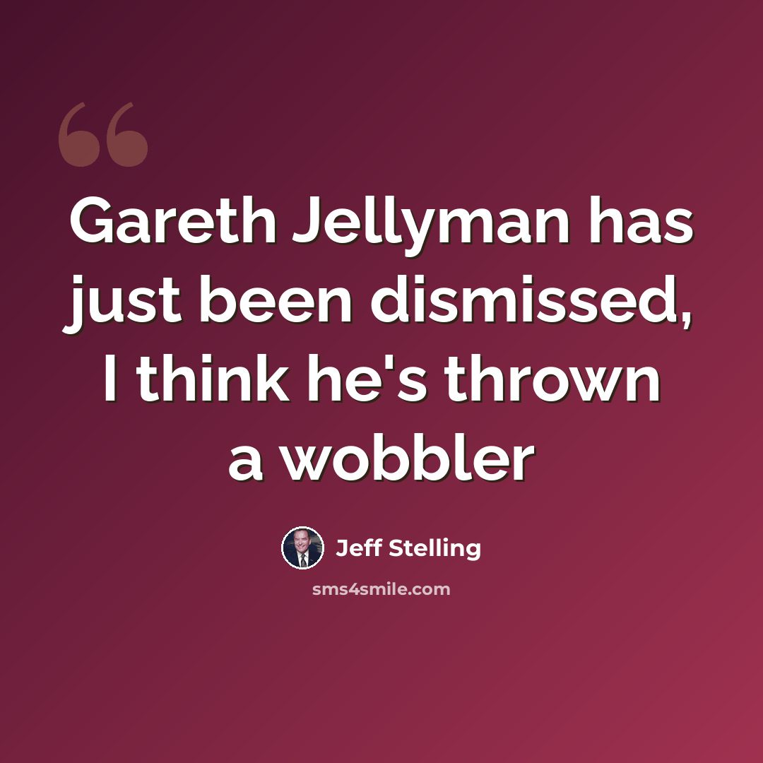 “Gareth Jellyman has just been dismissed, I think he's thrown a wobbler” quote by Jeff Stelling