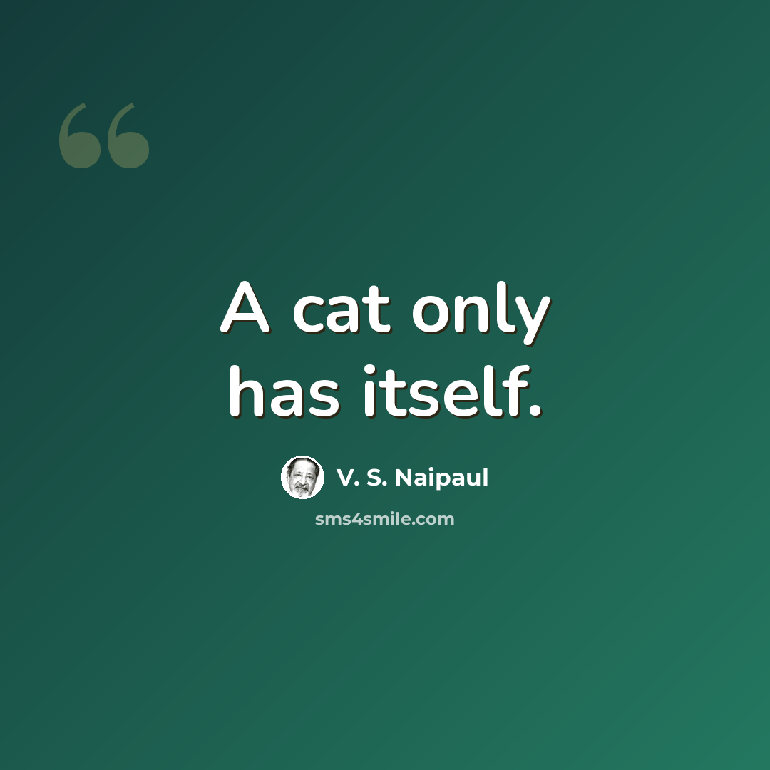 “A cat only has itself.” quote by V. S. Naipaul