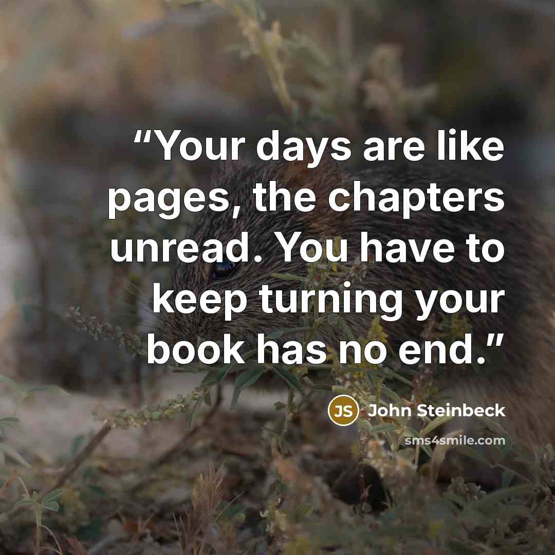 “Your days are like pages, the chapters unread. You have to keep turning your book has no end.” quote by John Steinbeck