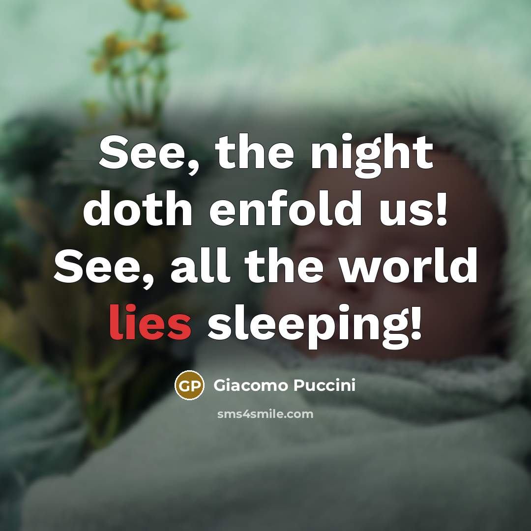 “See, the night doth enfold us! See, all the world lies sleeping!” quote by Giacomo Puccini