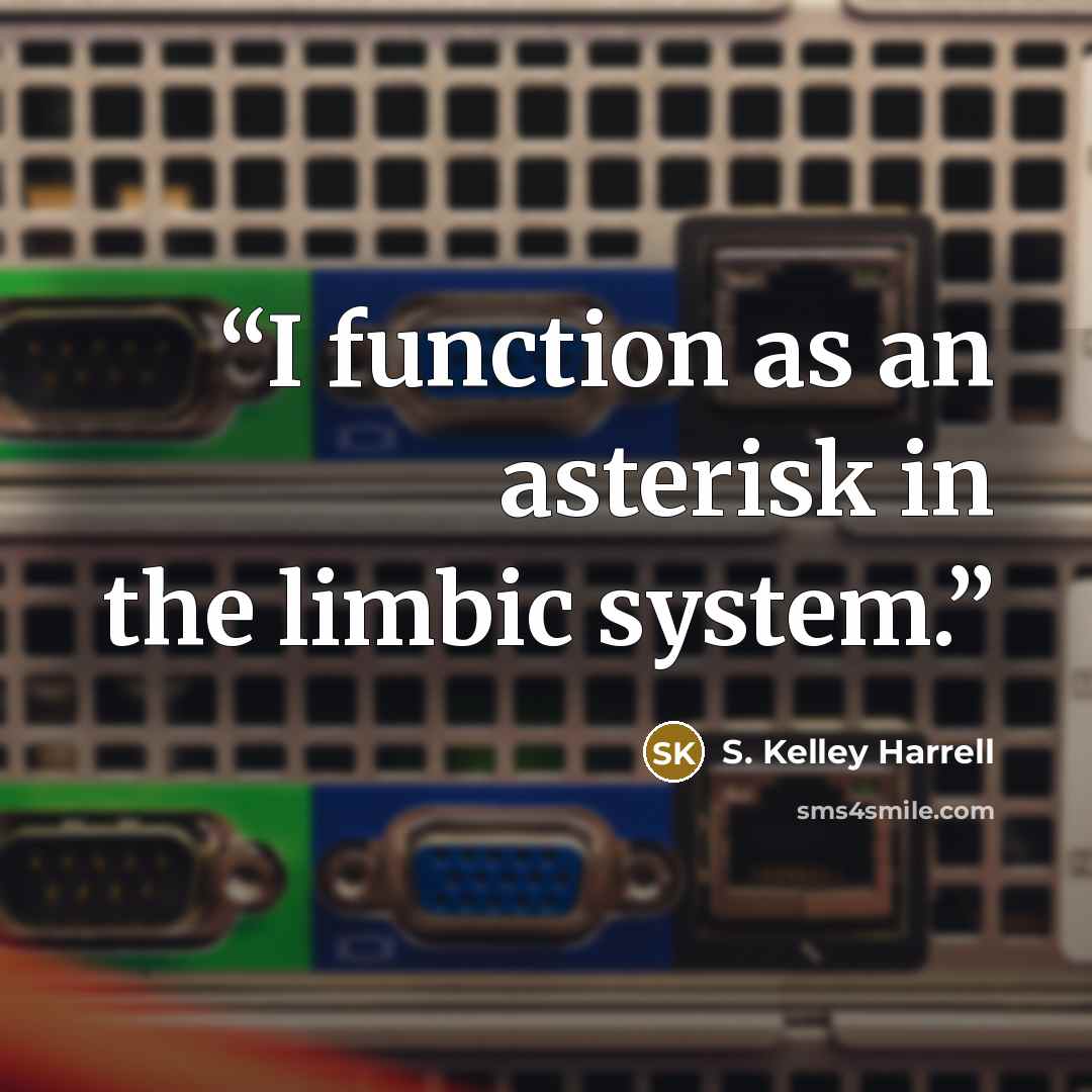 “I function as an asterisk in the limbic system.” quote by S. Kelley Harrell
