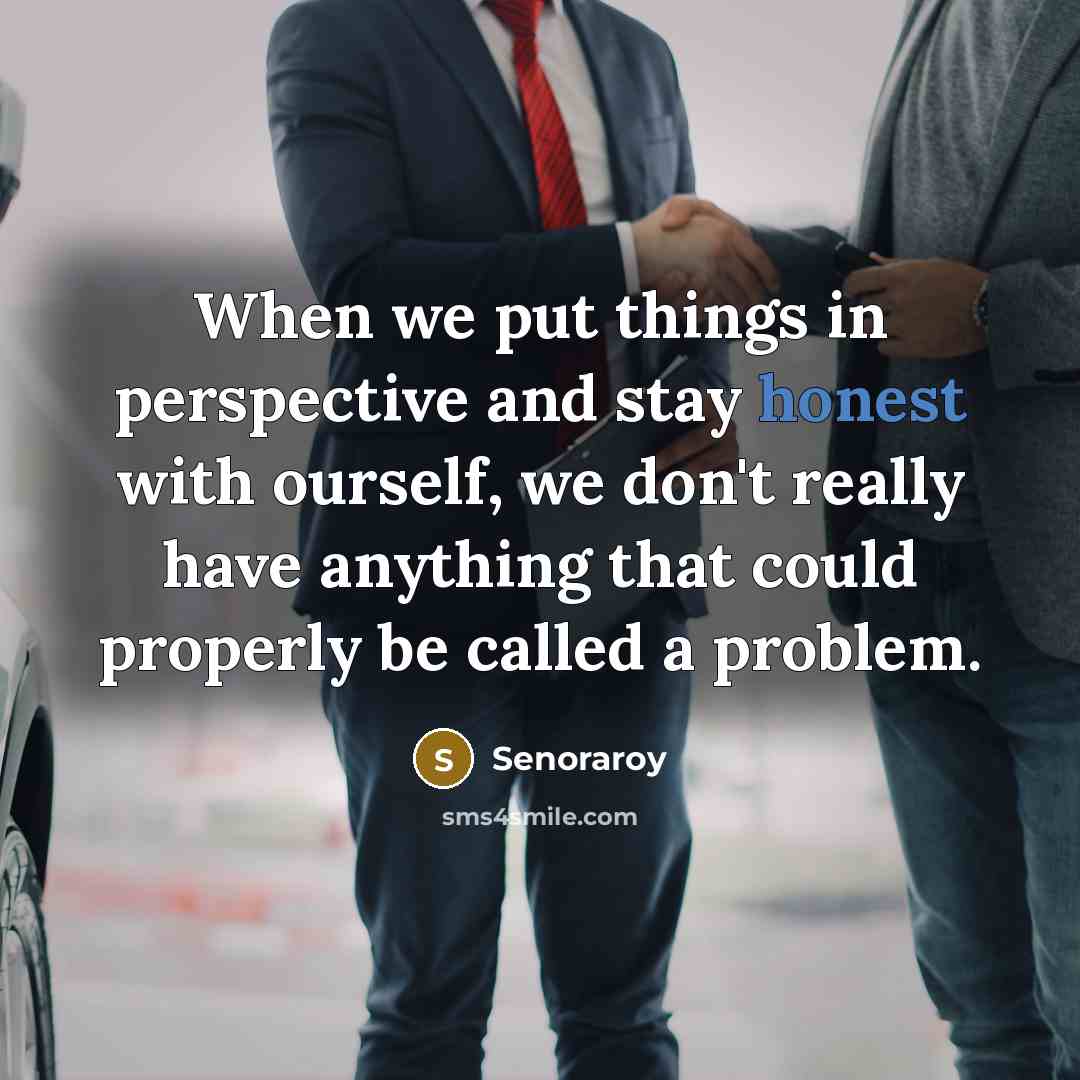 “When we put things in perspective and stay honest with ourself, we don't really have anything that could properly be called a problem.” quote by Senoraroy