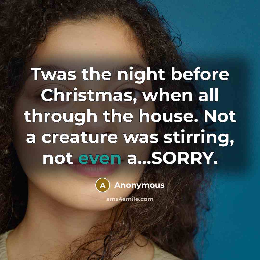 “Twas the night before Christmas, when all through the house. Not a creature was stirring, not even a...SORRY.” quote by Anonymous