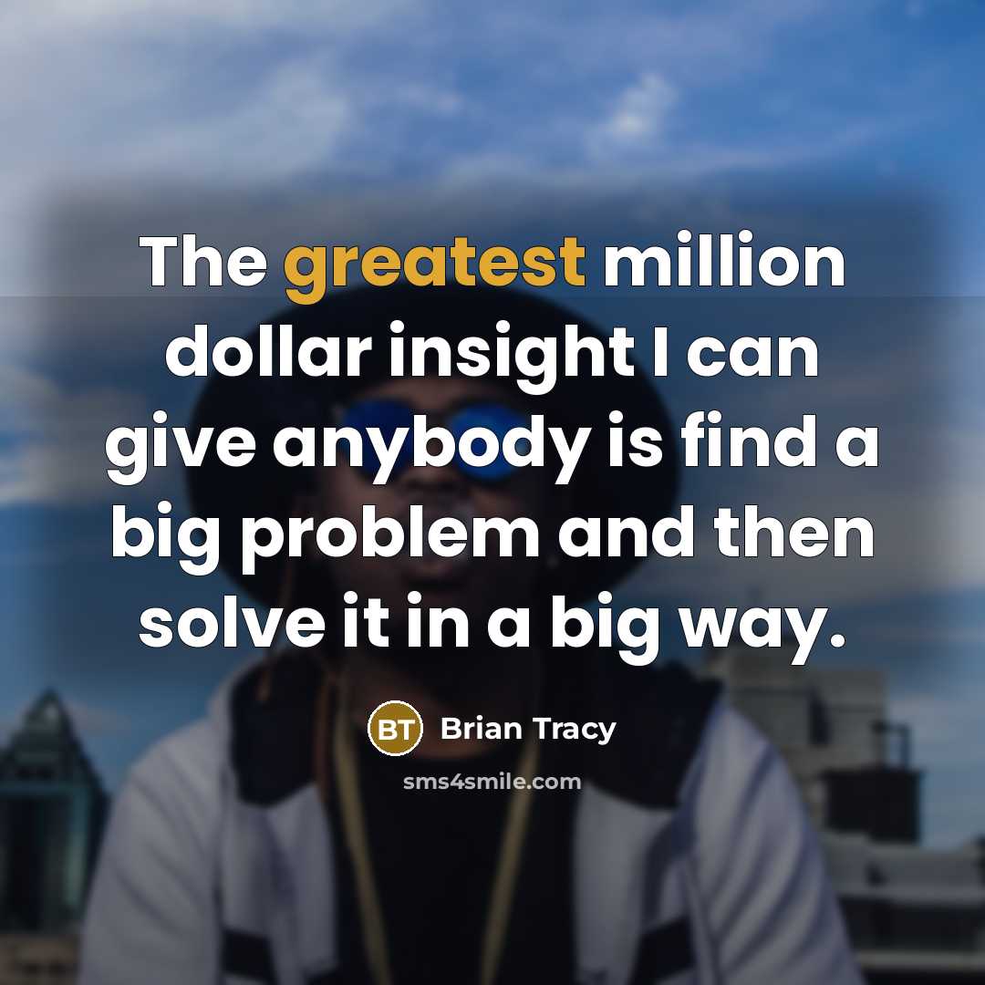 “The greatest million dollar insight I can give anybody is find a big problem and then solve it in a big way.” quote by Brian Tracy