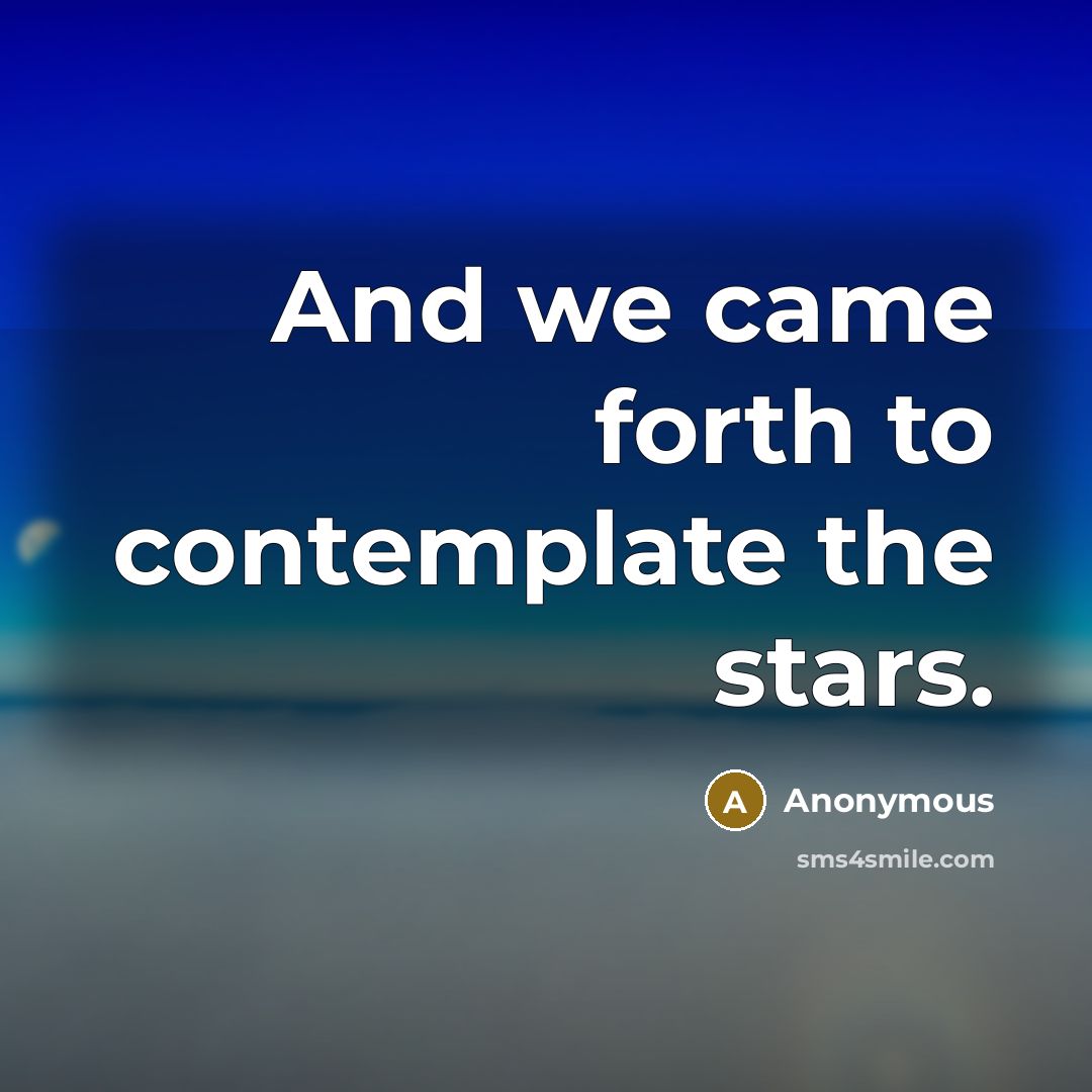 “And we came forth to contemplate the stars.” quote by Anonymous