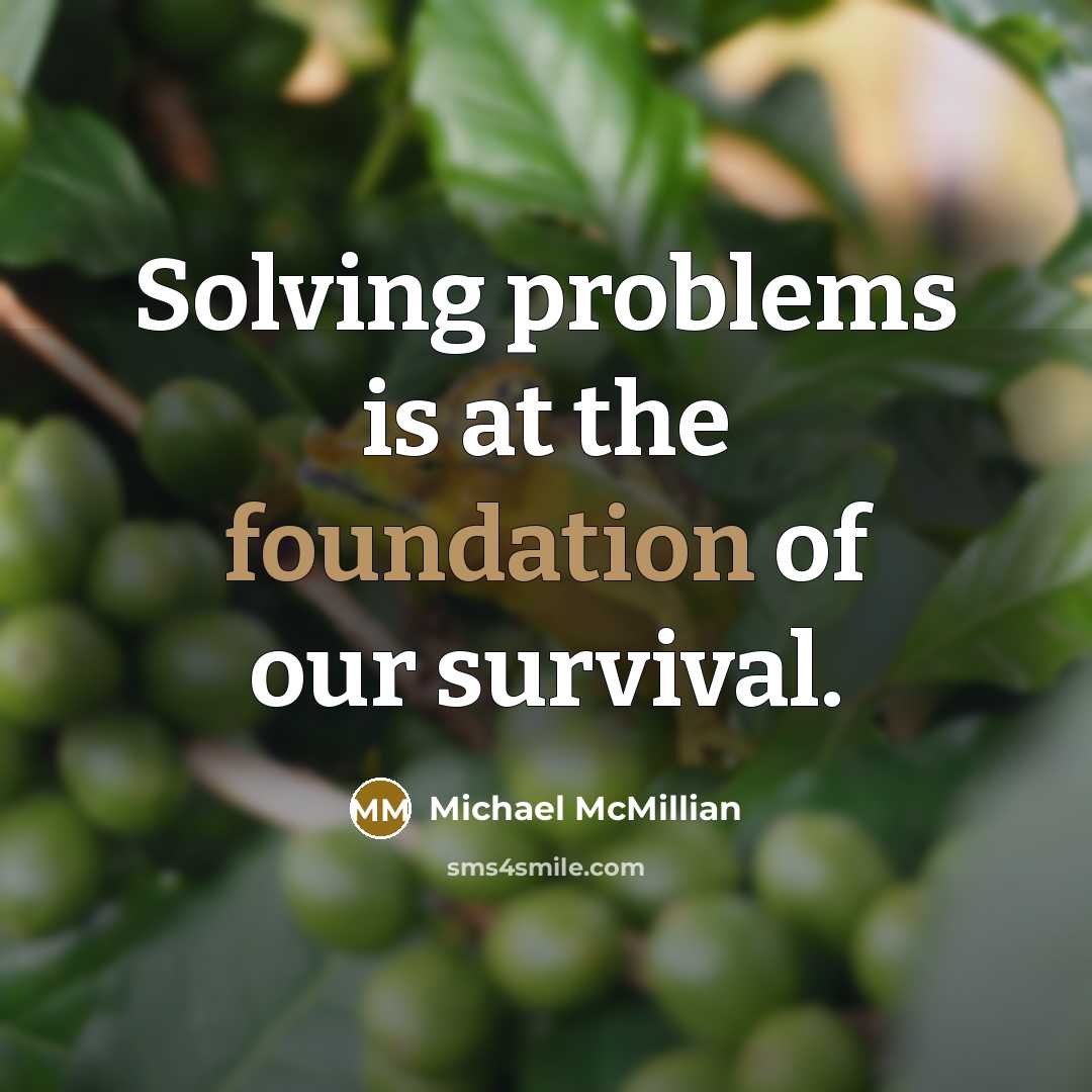 “Solving problems is at the foundation of our survival.” quote by Michael McMillian