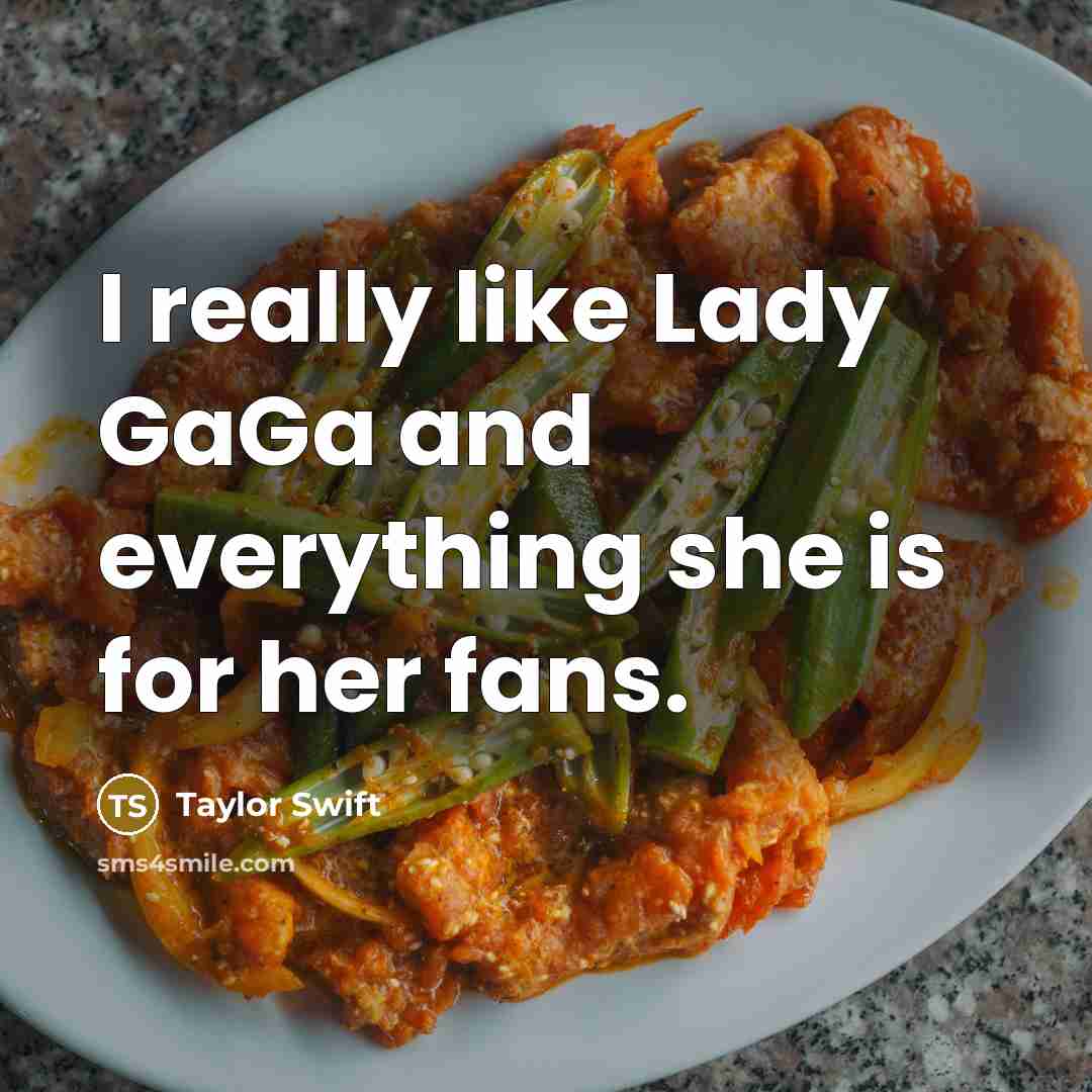 “I really like Lady GaGa and everything she is for her fans.” quote by Taylor Swift
